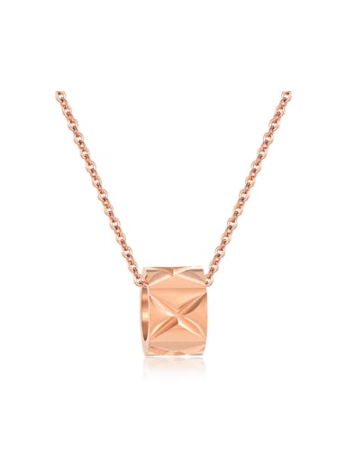 Simple Little Ring Rose Gold Plated Titanium Necklace