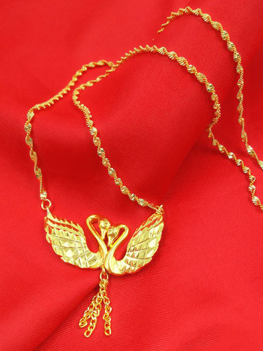 Women Fresh 18K Gold Plated Double Swan Necklace