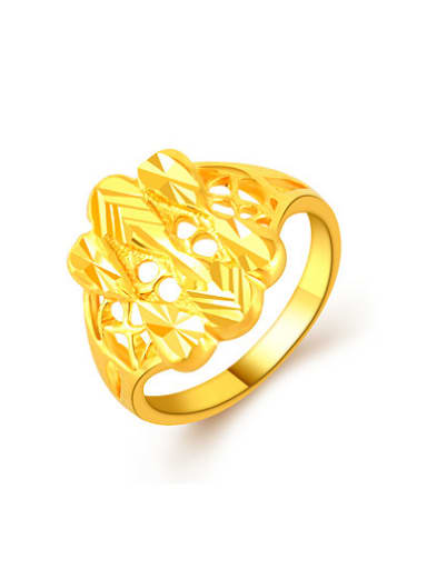 Fashion Style 24K Gold Plated Geometric Copper Ring