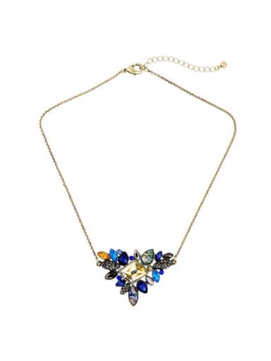 Fresh and Colorful Mixed Gemstones Short Alloy Sweater Necklace