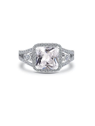 Women 925 Silver Square Shaped Zircon Ring