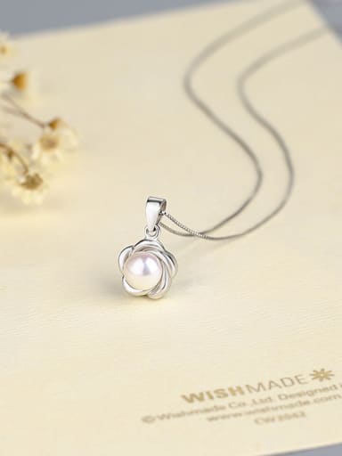 925 Silver Flower Pearl Pendant