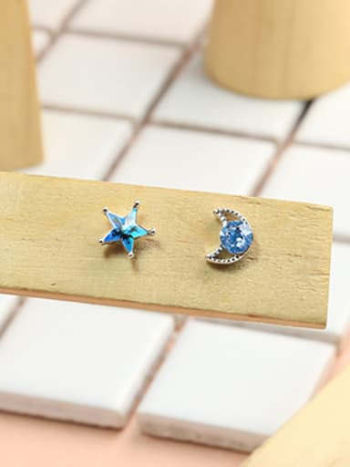 Tiny Austria Crystal Moon Star Stud Earrings