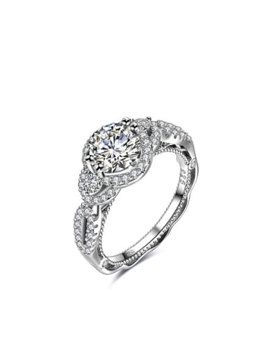 Luxury Round Shaped 925 Silver Zircon Ring