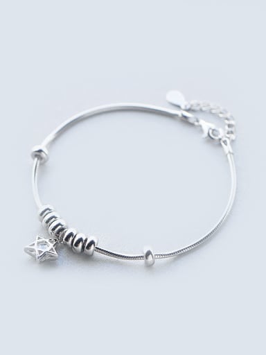 S925 Silver Simple Sweet Star and Beads Fashion Bracelet