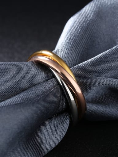 Stainless Steel With Gold Plated Classic Round Band Rings