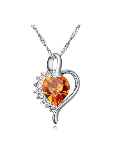 Fashion Heart austrian Crystals Pendant Alloy Necklace