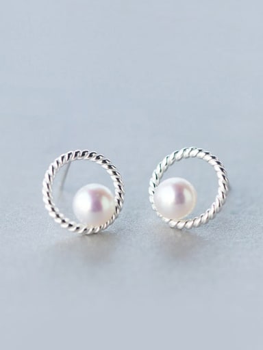 S925 silver natural freshwater pearl stud Earring