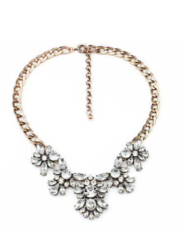 Fashion Crystal Leaves-Shaped Alloy Sweater Necklace