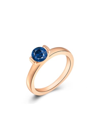 Blue Round Shaped Swiss Zircon Ring