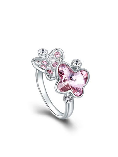 custom Fashion austrian Crystals Butterfly Copper Ring