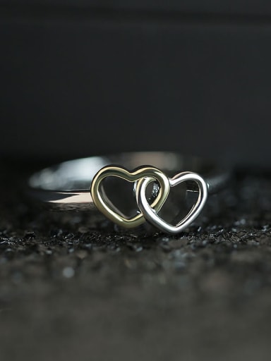 Copper With  Two-color plating Heart-shaped interlock Rings