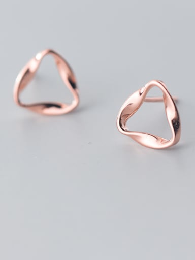 925 Sterling Silver With Glossy Simplistic Triangle Stud Earrings