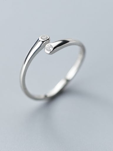 925 Sterling Silver With Platinum Plated Simplistic Irregular Free Size Rings