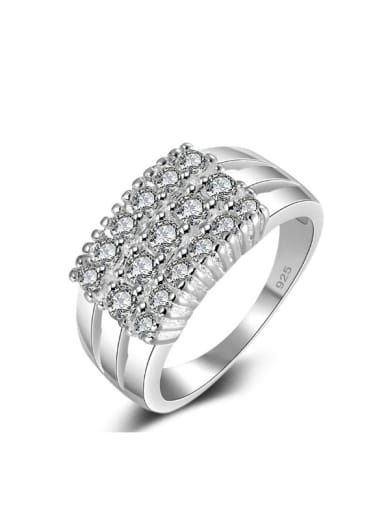 Three Lines Zircons Silver Plated Women Ring