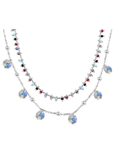 Personalized Double Layer Little austrian Crystals Alloy Necklace