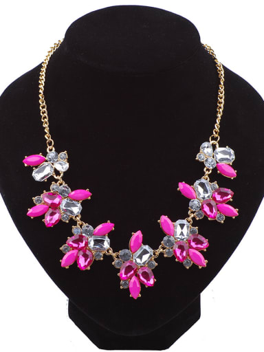 Fashion Geometrical Resin Flowery Pendant Rose Gold Plated Necklace