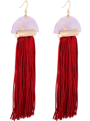 Fan-shape National Style Tassel Drop Earrings