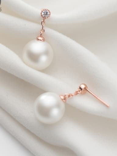 925 Sterling Silver With Rose Gold Plated Simplistic Round Drop Earrings
