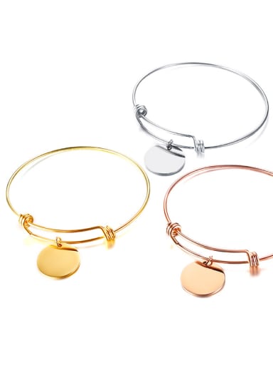 Stainless Steel Minimalist Style Round Card Modeling Bangles