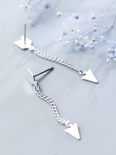 Sterling silver tide individual triangular geometric slender Earrings