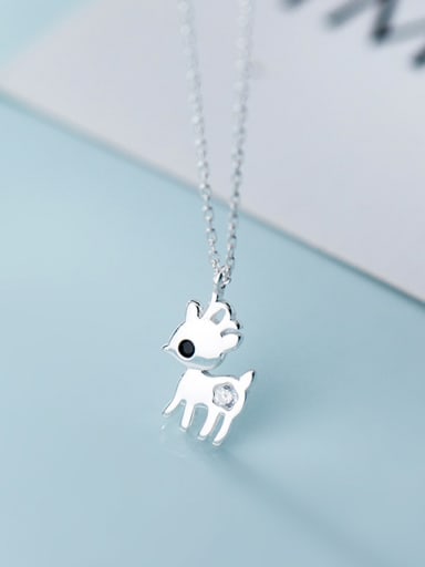 925 Sterling Silver With Silver Plated Simplistic Plum Deer Necklaces