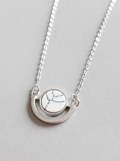 Sterling Silver Round marble Necklace