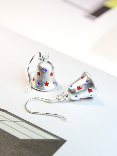 Personalized Cute Tiny Red Star Bell 925 Silver Earrings