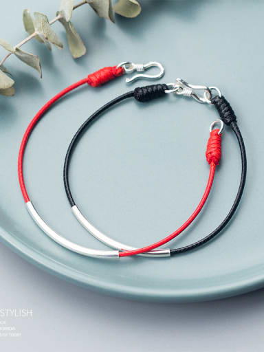 Sterling silver red and black  simple red thread bracelet for lover