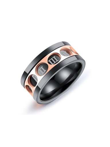 Personalized Roman Numerals Black Titanium Rotatable Ring