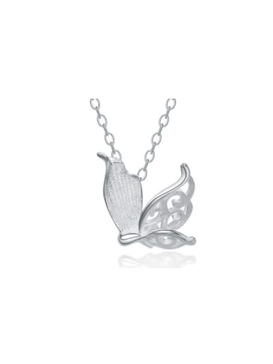Lovely Hollowed Out Butterfly Silver Necklace