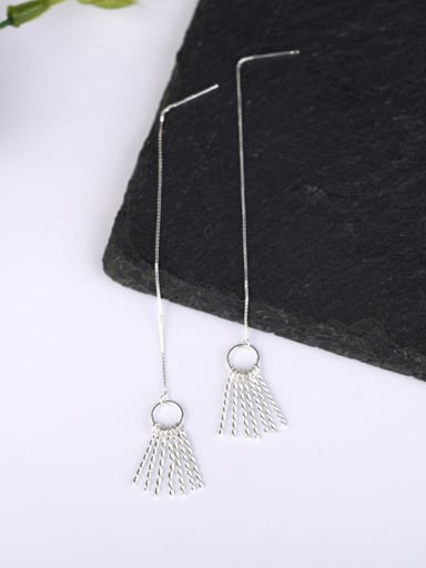 Fashion Tassels Silver Line Earrings