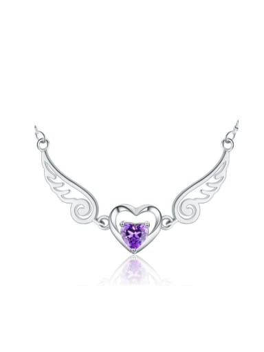 Natural Amethyst Angle Wings Fashion Necklace