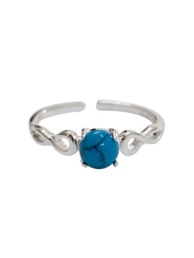 Simple Turquoise stone Silver Opening Ring