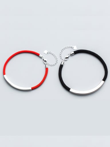 Sterling silver Minimalist hand-woven red thread bracelet