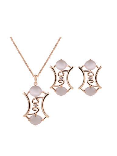 custom 2018 2018 Alloy Imitation-gold Plated Fashion Artificial Stones Two Pieces Jewelry Set