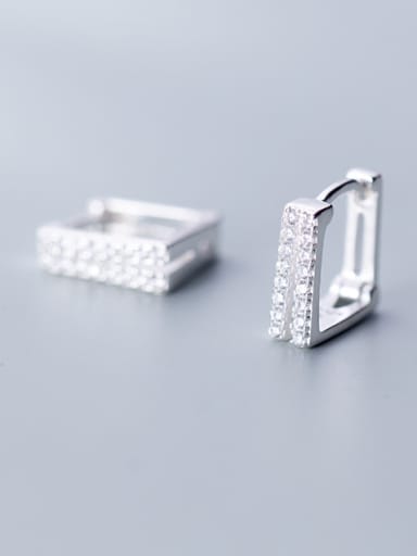 925 Sterling Silver With Cubic Zirconia  Simplistic Geometric Clip On Earrings