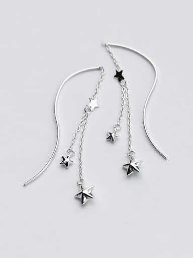 Women Fresh Star Shaped S925 Silver Drop Earrings