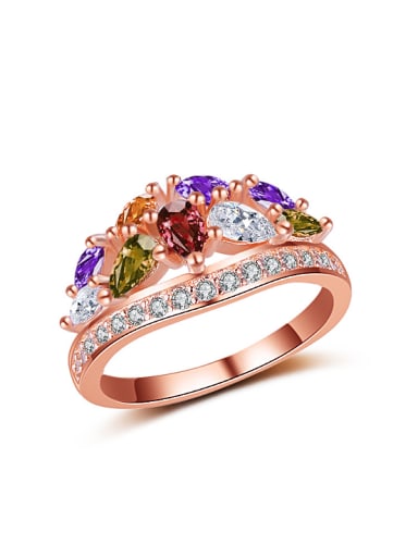 Fashion Colorful Water Drop Zirconias Copper Ring