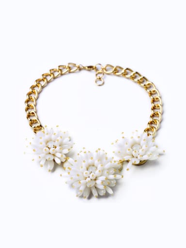 Artificial Pearls Flower Alloy Necklace