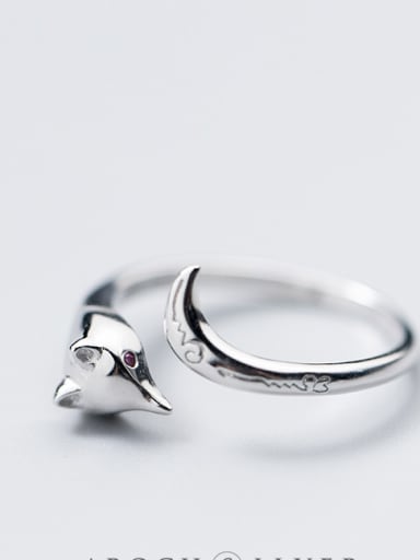 S925 Silver Ring female Department of the literary fox fox ring temperament personality can open the index finger J4455