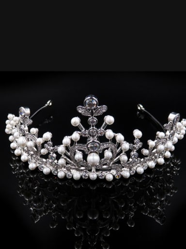 Luxury Crown-shape Artificial Pearls Party Wedding Hair Accessories