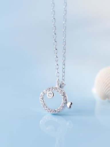 925 Sterling Silver With Platinum Plated Cute Hollow Fish Necklaces