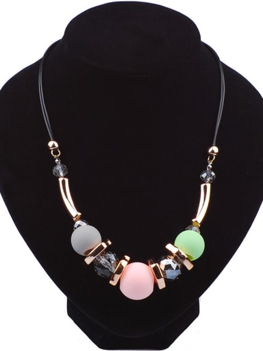 Fashion Colorful Resin Beads Gold Plated Alloy Necklace