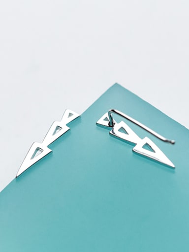 All-match Hollow Triangle Shaped S925 Silver Drop Earrings