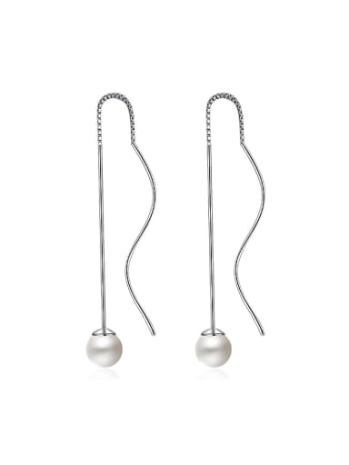 Simple White Imitation Pearl Copper Line Earrings