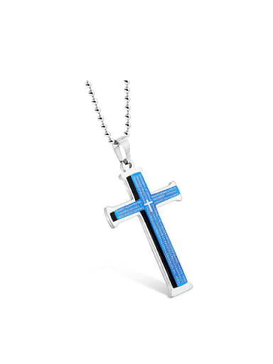 Personalized Blue Cross Scripture Necklace