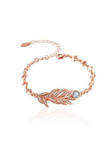 custom Exquisite Rose Gold Plated Feather Shaped Bracelet