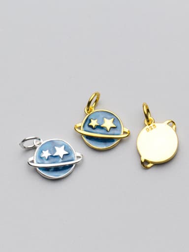 custom 925 Sterling Silver With Gold Plated Trendy Round star Charms