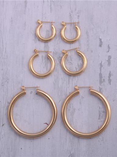 Titanium With Gold Plated Simplistic  Hollow  Round Hoop Earrings